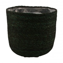 GREEN SEAGRASS POT WITH PLASTIC 22Χ20CM 53247-042