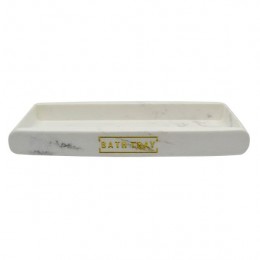  WHITE MARBLE WITH GOLD POLYESTER SOAP DISH 21x10x2,5CM 812967