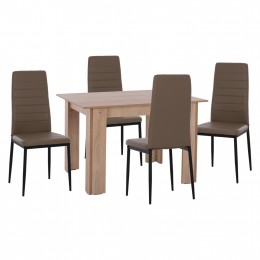 DINING SET 5PCS HM11908 TABLE 110x80cm. & 4 "LADY" CHAIRS CAPPUCCINO PU