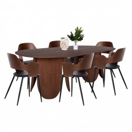 DINING SET 7PCS HM11966 TABLE OVAL DENTY & 6 CHAIRS VELP