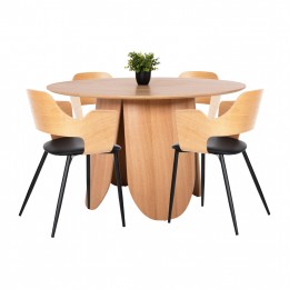 DINING SET 7PCS HM11969 TABLE OVAL DENTY & 6 CHAIRS DELF(BLACK)