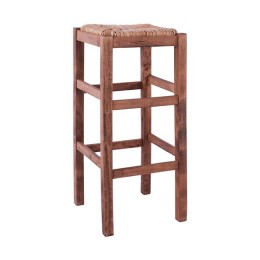 Wooden stool without back with straw HM10378.01