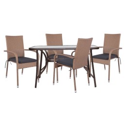 Set 5pieces Table Metallic with chairs Wicker HM10381