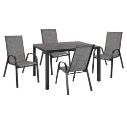 Set 5 pieces with table Aluminum Grey color 120x80x75.5 & Armchairs Leon HM10525