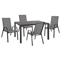 Set 5 pieces with Aluminum Table 140x80x75.5 & Armchairs Leon Metallic Grey HM10531