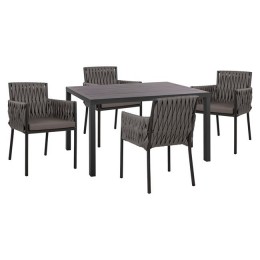 Set 5 pieces with Table 140x80x75.5 & Armchairs Aluminum in Grey color MH10532