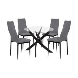 Set 5 pieces Table black & chairs lady grey metallic legs HM11071 42,5x53x95 cm