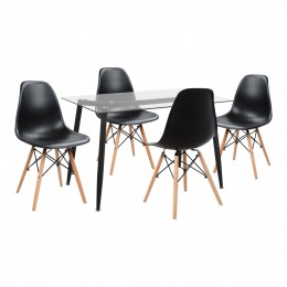Set 5 pieces Metallic table & Chairs in black color HM11075 120x70x75.5 cm