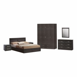 Set Bedroom 7 pieces Bed for mattress 150x200-Nightstand table-Wardrobe-Toilet Zebrano HM11099.01