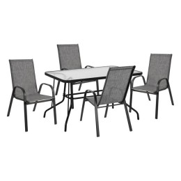 Set 5 pieces Table Metallic 120x70x71 with armchairs leon metallic grey color HM10565.01