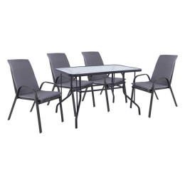 Set Dinind Table 5 pieces with 4 chairs with pillow & table 110x60 Grey HM10566.01