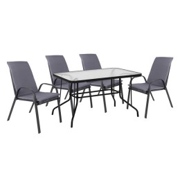Set Dining Table 5 pieces chairs with pillow & table 120x70 HM10568.01 Grey