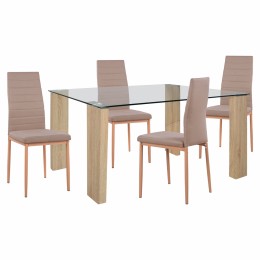 Set dining table 5 pieces with table Morgan 140x80x75 Chairs Lady Beige HM11407