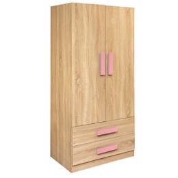 Wardrobe 2 Door Playroom Sonama-Pink HM335+HM336.02 80X50X180cm