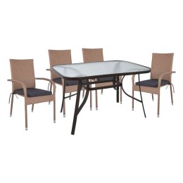 Set Dining Table 5pieces Bravo & 4 Armchairs metallic Brown HM5207