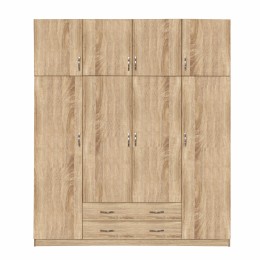 Wardrobe 4 Door with Loft 200x240x55.5 and 2 drawers sonama