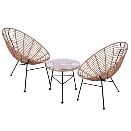 Set 3 pieces Armchairs nest type & metallic table HM10335