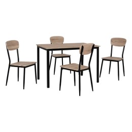 Set Dining Table 5 pieces HM10339 with sonama desktop and black legs 110x70x76cm