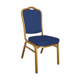 HILTON Banquet chair/Gold Metal Frame/Blue Fabric