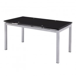 BLOSSOM Extend.Table 110+(30+30)x70 Black Glass (Silver Paint)