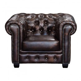 CHESTERFIELD-689 Lounge Armchair Leather Brown