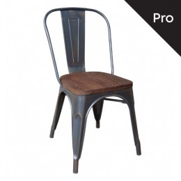 RELIX Wood Dark Oak Chair-Pro Metal Antique Black