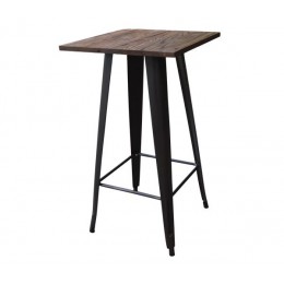 RELIX Wood Dark Oak Bar Table 60x60 Steel Antique Black