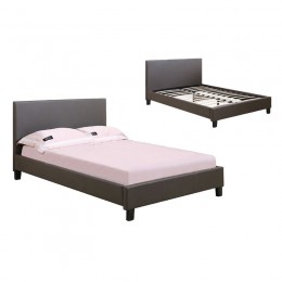 WILTON Bed (for Mattress 150x200cm) Pu Dark Brown