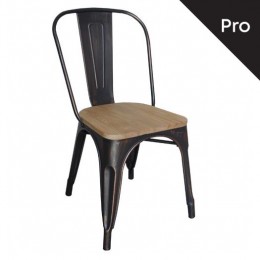 RELIX Wood Natural Oak Chair-Pro Metal Antique Black