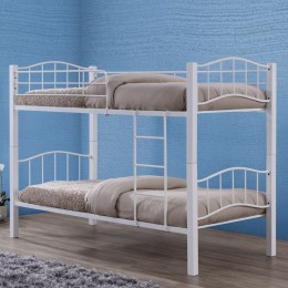 PALOMA Double Deck Bed 90x200 Metal White/Wood White