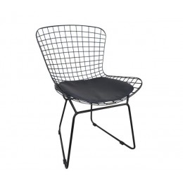 SAXON Chair Metal Mesh Black, Cushion Black Pu