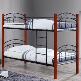 NORTON Double Deck Bed 90x190 Metal Black/Wood Walnut