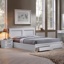 LIFE Bed With Drawers 150x200 White