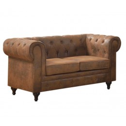 CHESTERFIELD  2-Seater Sofa Brown Camel Fabric