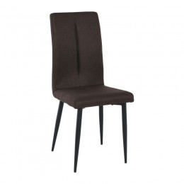 ΜΙΝΑ Chair Black Metal/Dark Brown Fabric