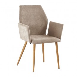 LETO Armchair Natural Wood Color Metal/Light Brown Fabric