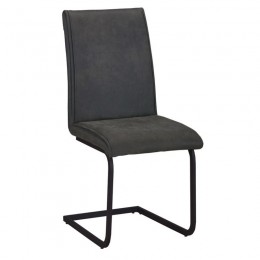 TORY Chair Black Metal/Suede Dark Grey Fabric