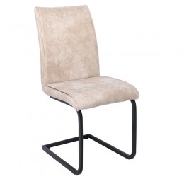TORY Chair Black Metal/Suede Beige Fabric