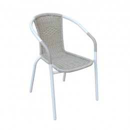 BALENO Armchair White Steel/Beige Wicker