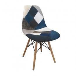 ART Wood Chair PP, Patchwork Fabric Blue