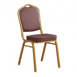 HILTON Banquet chair/Gold Metal Frame/Brown Fabric