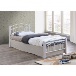 NORTON Bed 140x190 Metal White/Wood White