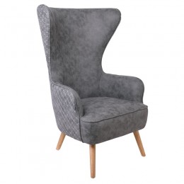 DOVELA Armchair Quilted Fabric Grey