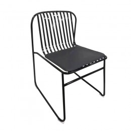 STRIPE Chair Steel Black, Cushion Black Pu
