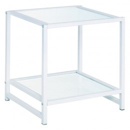 ATOS Side Table White Metal/Glass 5mm