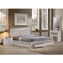 LIFE Bed With Drawers 160x200 White Wash