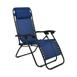SUPER RELAX Armchair with Footstool Metal Anthracite/Textilene Blue