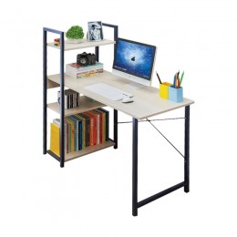 PC Metal Desk (4 shelves) 90x40x73/110cm Black/Maple