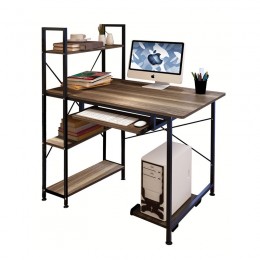 PC Metal Desk (4 shelves) 100x48x73/118cm Black/Walnut