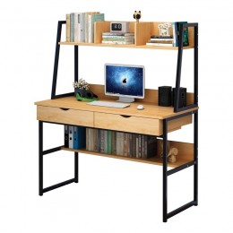 PC Metal Desk 2 Drawers/2 Shelves 100x48x74/138cm Black/Natural